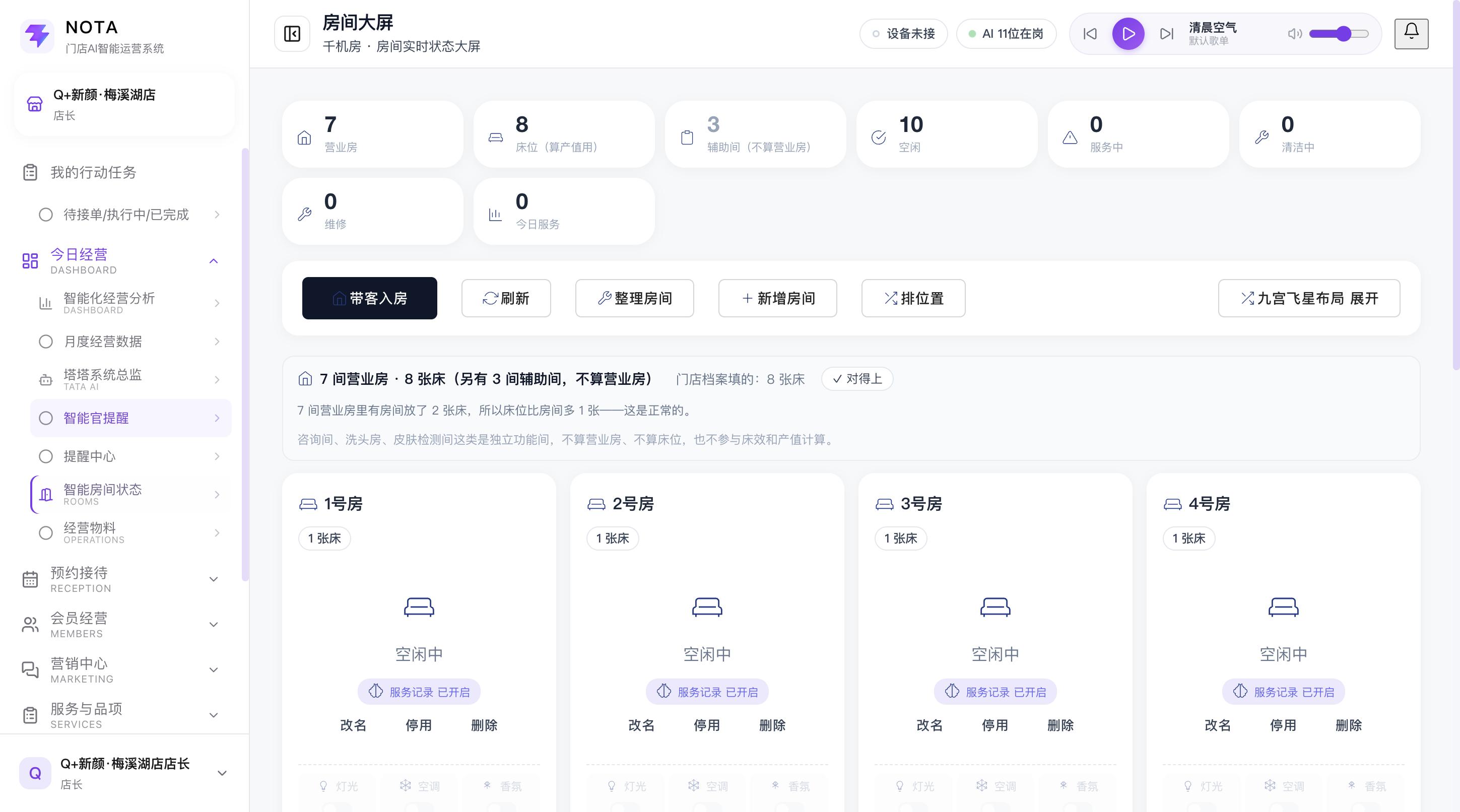 房间大屏 · 实时状态